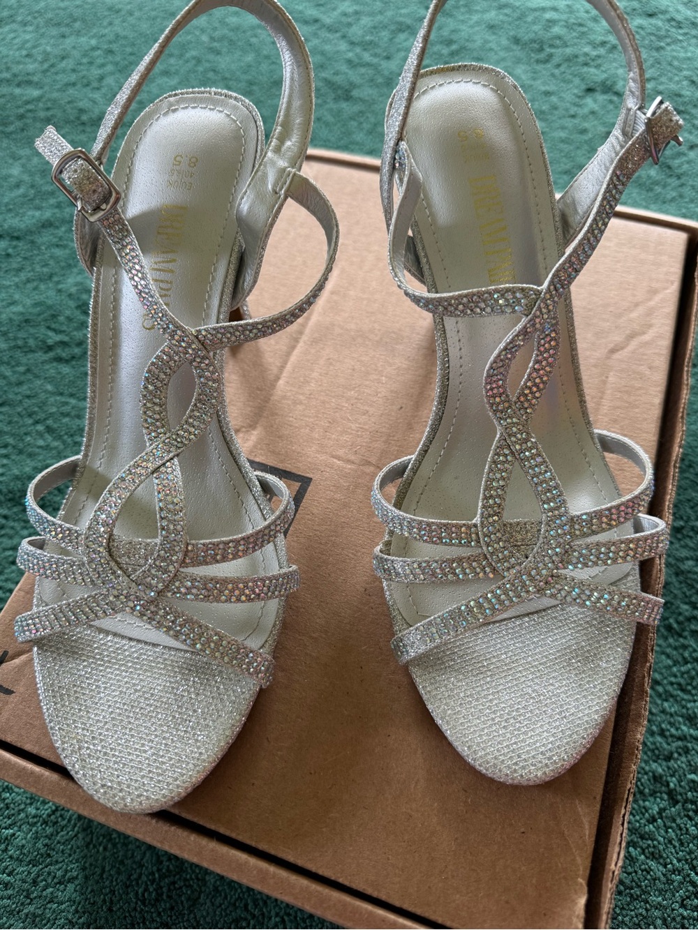 Dream Pairs Silver Rhinestone Strappy Heels